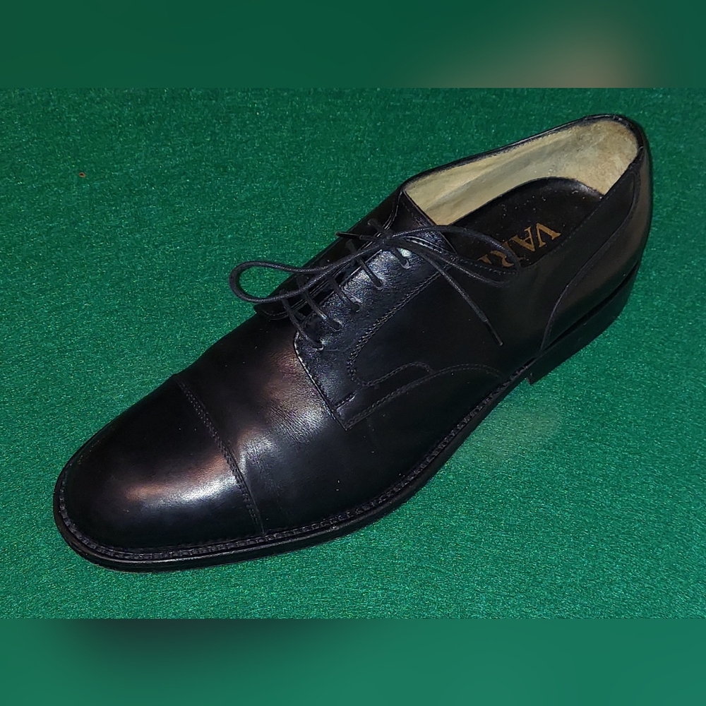 THE HAND CRAFTED OF VARDA 6329 MEN'S BLACK LEATHER CAPTOE OXFORDS SIZE 10.5